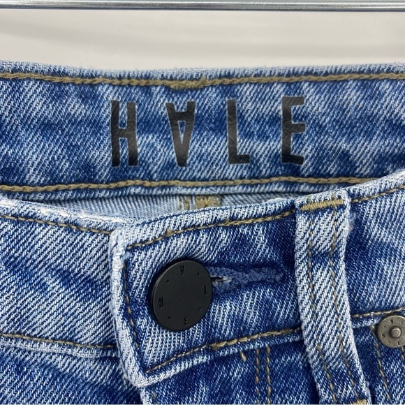 HALE Lea High Waisted Flare leg Side Zip Jeans Sz 27 medium wash - Picture 5 of 14